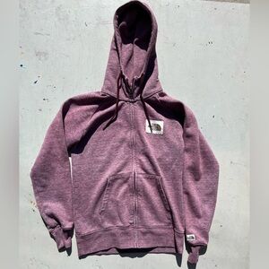 Women's North Face Hoodie Pink Crimson Logo XS Outdoor Camp Hike Gorpcore Zip